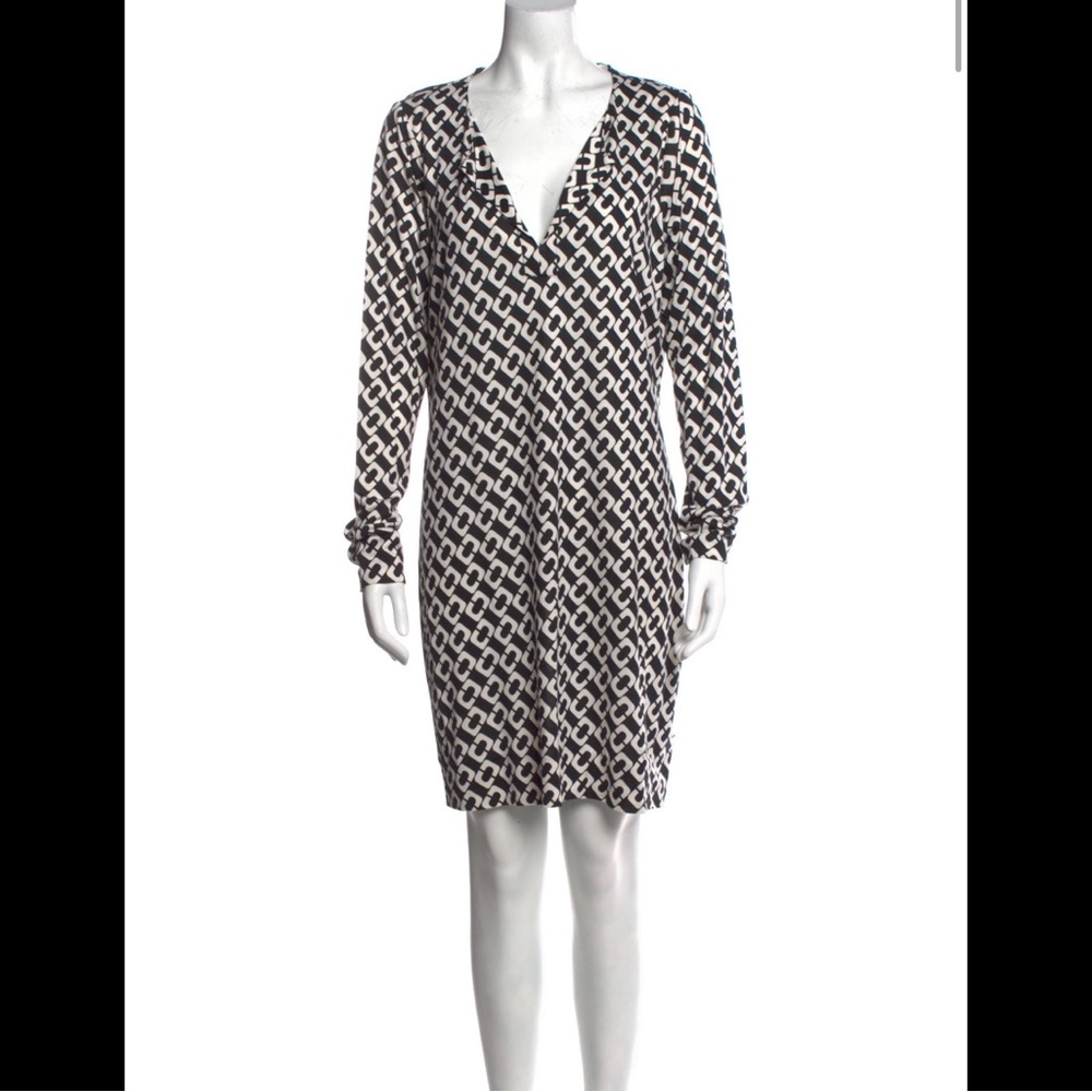 Diane von Furstenberg 100% silk chain link print dress size 14